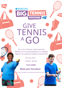 Tennis Open Day at Ascot Jubilee - Free Tennis sessions - SIGN UP TODAY @ Ascot Jubilee Recreation Ground, Goaters Road, Ascot